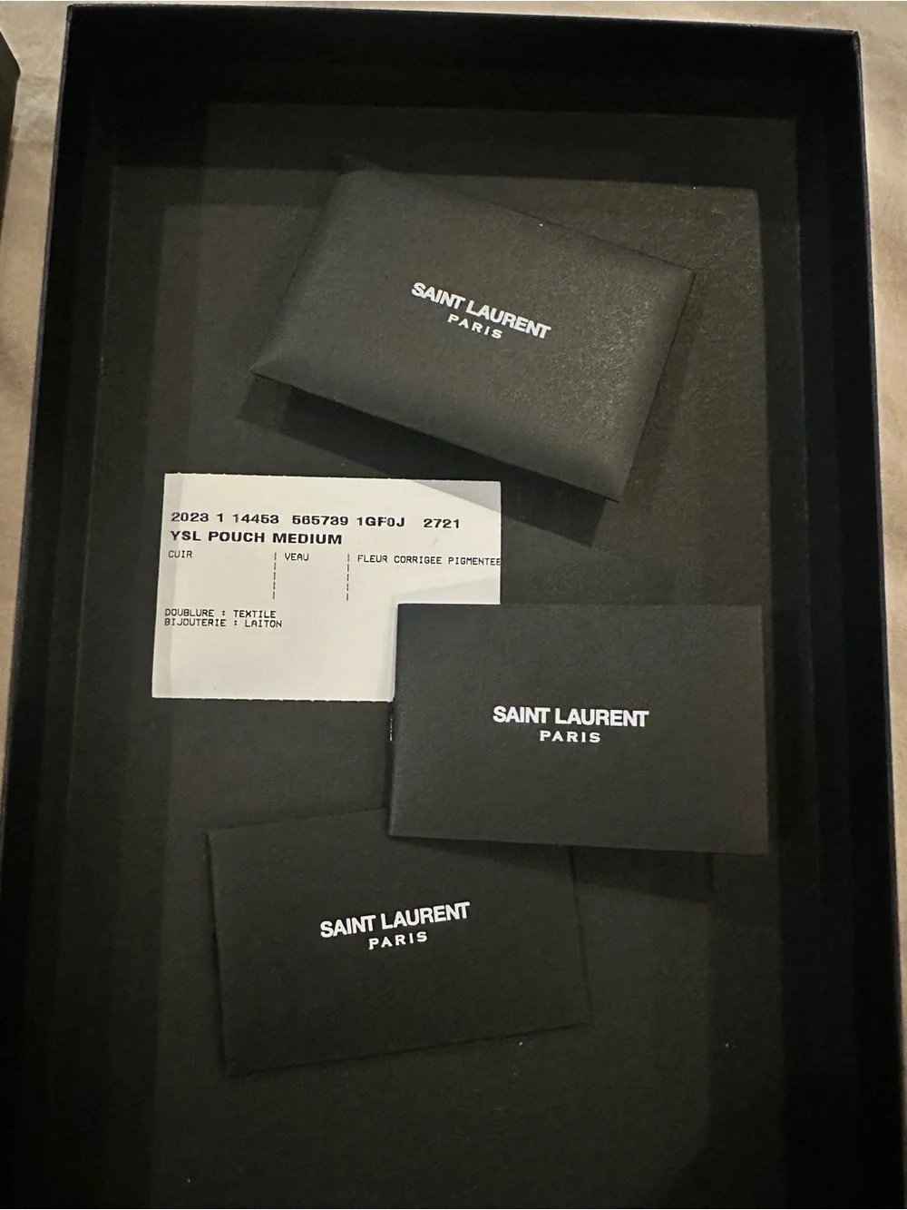 Saint Laurent Envelope Clutch in Beige with Gold YSL Emblem